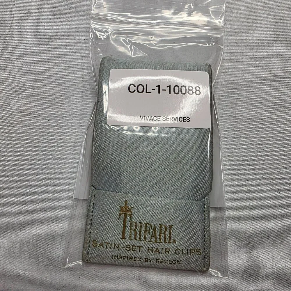 Crown Trifari 1950s Hair Clip Pair Silver Tone Bobby Pins Crystal Rhinestones